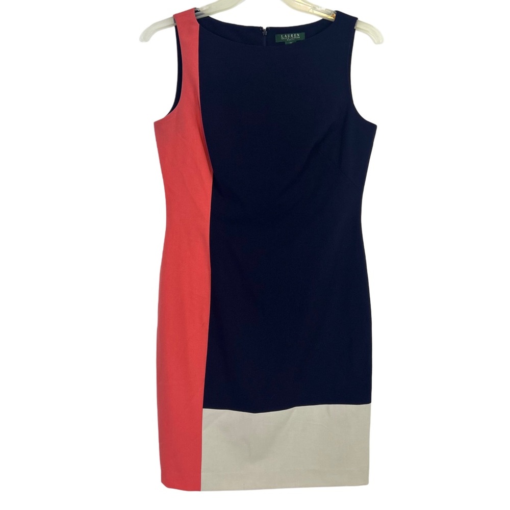 Ralph Lauren Woman’s Classic Sleeveless Colorblock Pencil Dress / Sz 10
